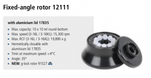 Centrífuga Sigma 3-16L e 3-16 KL rotor 12111 imagem 16