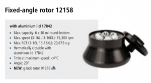 Centrífuga Sigma 3-16L e 3-16 KL rotor 12158 imagem 8